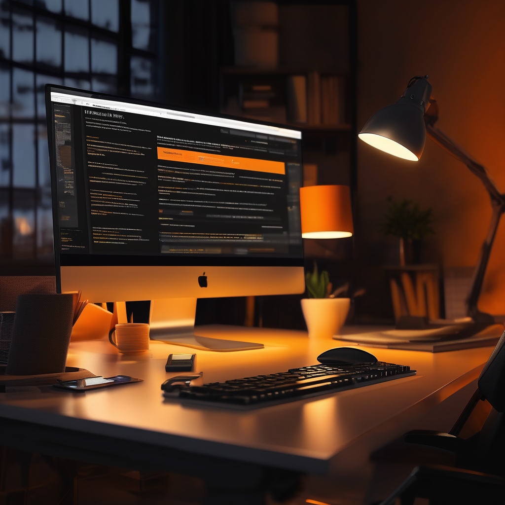 Dunkles Home-Office mit Monitor und Website-Builder — basement solutions Arbeitsweise